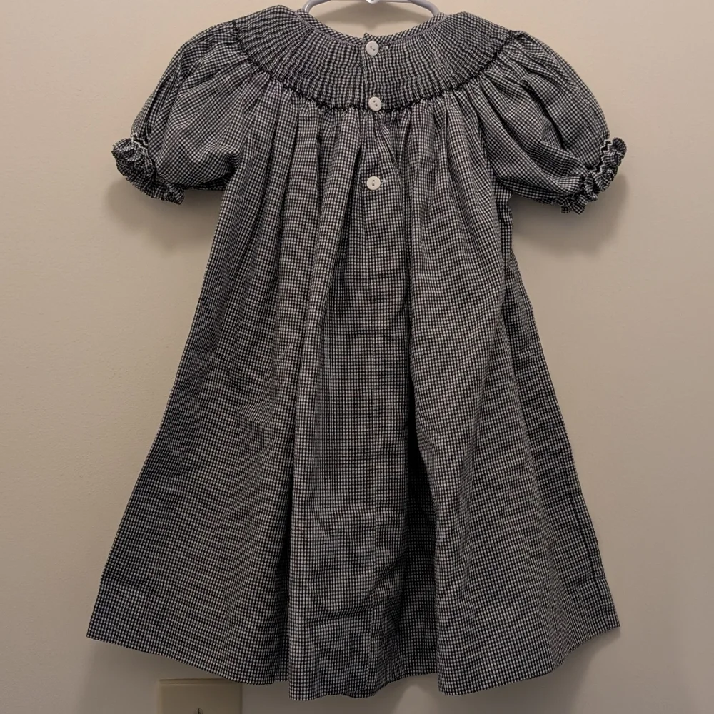 Chocolate Soup Embroidered Halloween Ghosts Black White Gingham Toddler Dress - Picture 2 of 10